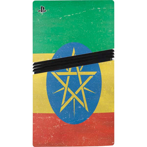 Ethiopia Flag Distressed PS5 Pro Bundle Skin